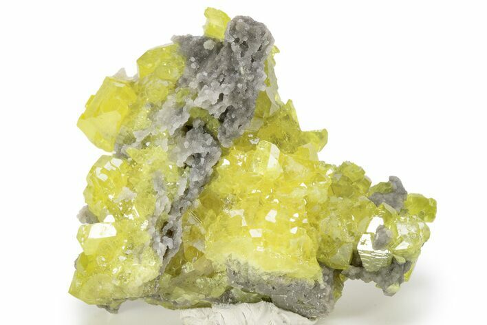 Bright Yellow Sulfur Crystal Cluster - Cianciana Mine, Italy #240639